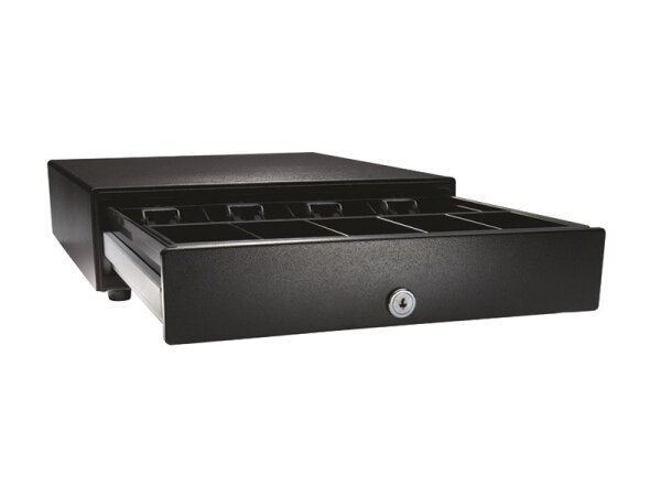 Vasario 1416 - Kassenlade, Frontöffnung, 4 Banknotenfächer (liegend), 8 Münzschalen, MultiPro 24v, schwarz