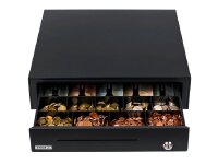 MDX 16 - Metall-Kassenschublade, Standard Einsatz, 9 Münzfächer, 4 Notenfächer, Belegschlitz, Mikroschalter 24V, anthrazit