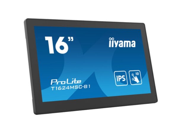 PROLITE T1624MSC-B1 - 15.6" Touchmonitor, PCAP Full HD, 10 Touchpunkte, Media Player, eingebauter Ständer, schwarz
